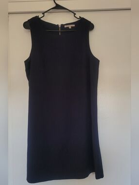 Gap Womens Large Navy Blue Shift Dress Sleeveless Career Work Minimalist Knee Le